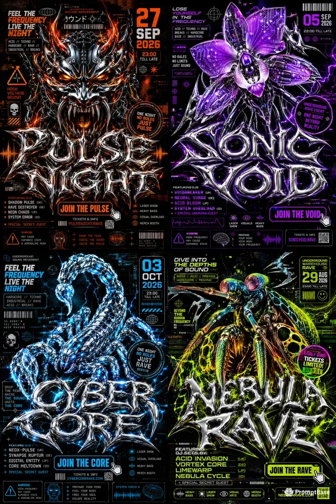 Acid Y2k Grunge Music Event Poster Art