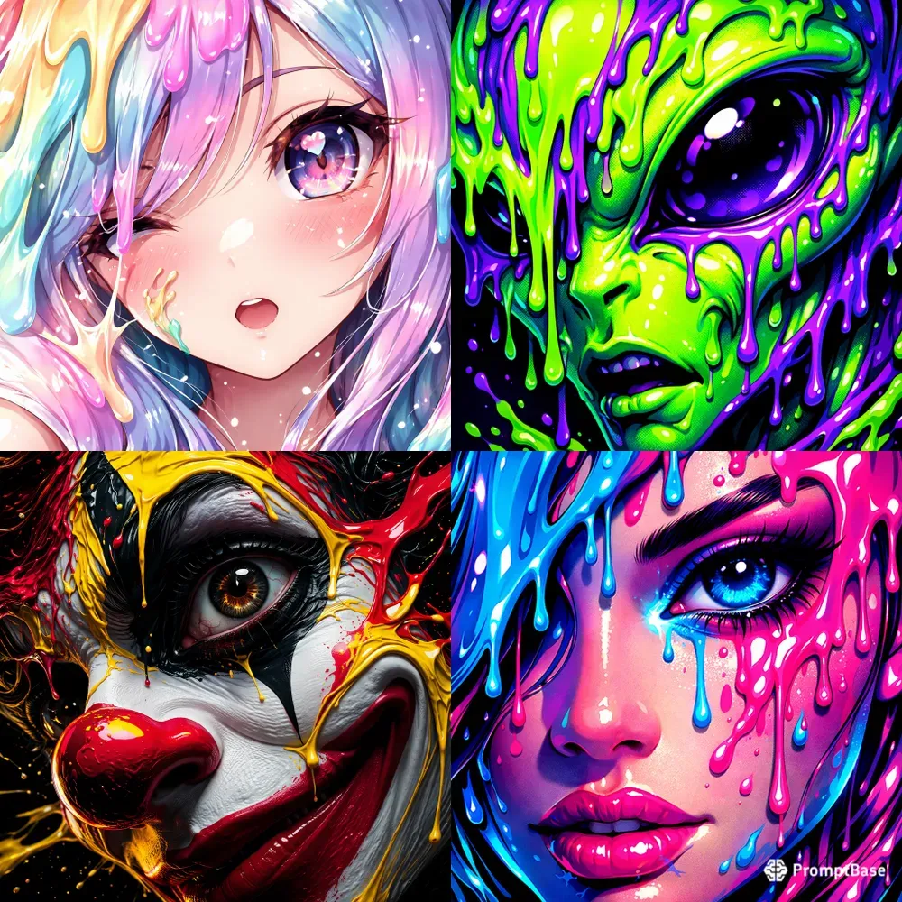 Vibrant Melted Pop Art Faces
