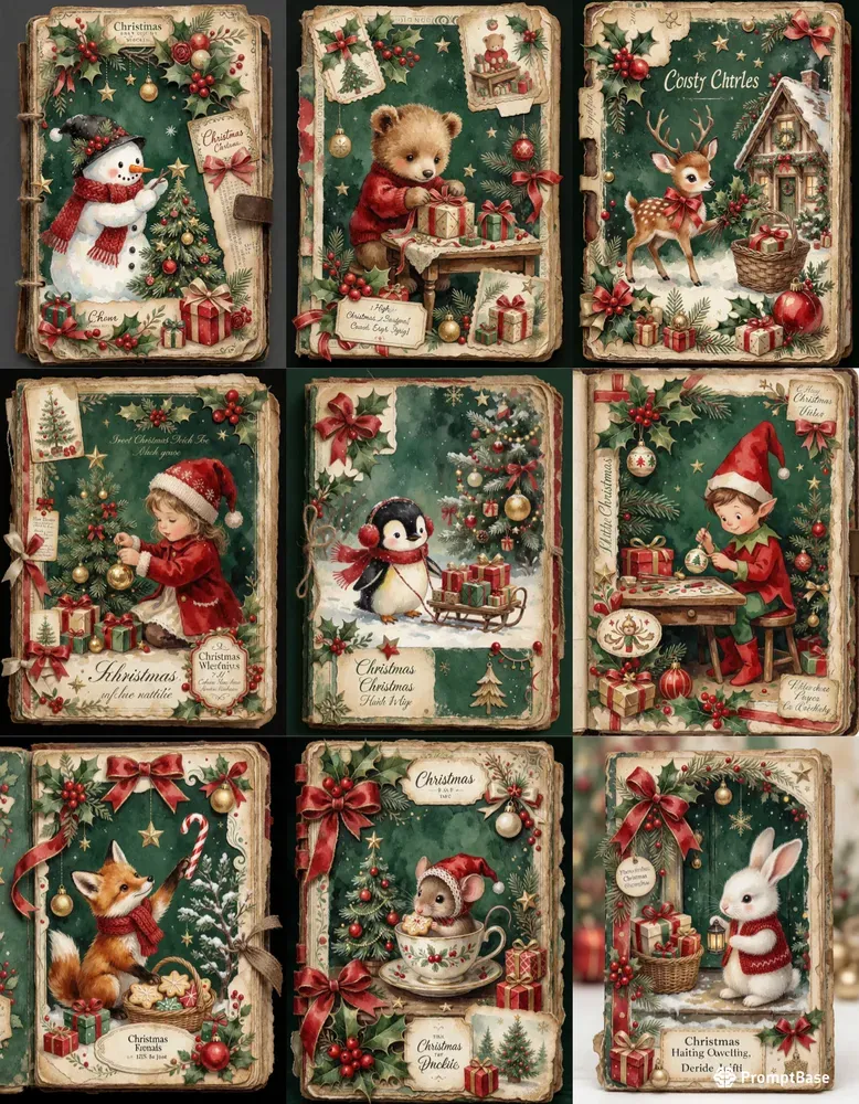 Merry Christmas Junk Journal Cards