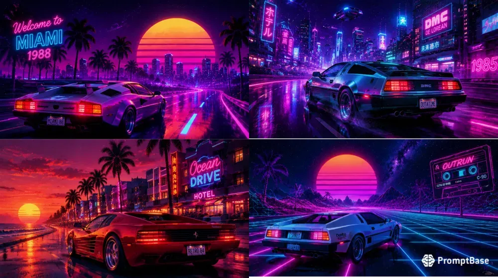 Retrowave Outrun Scene Generator