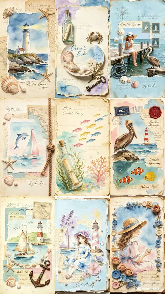 Vintage Coastal Junk Journal Art