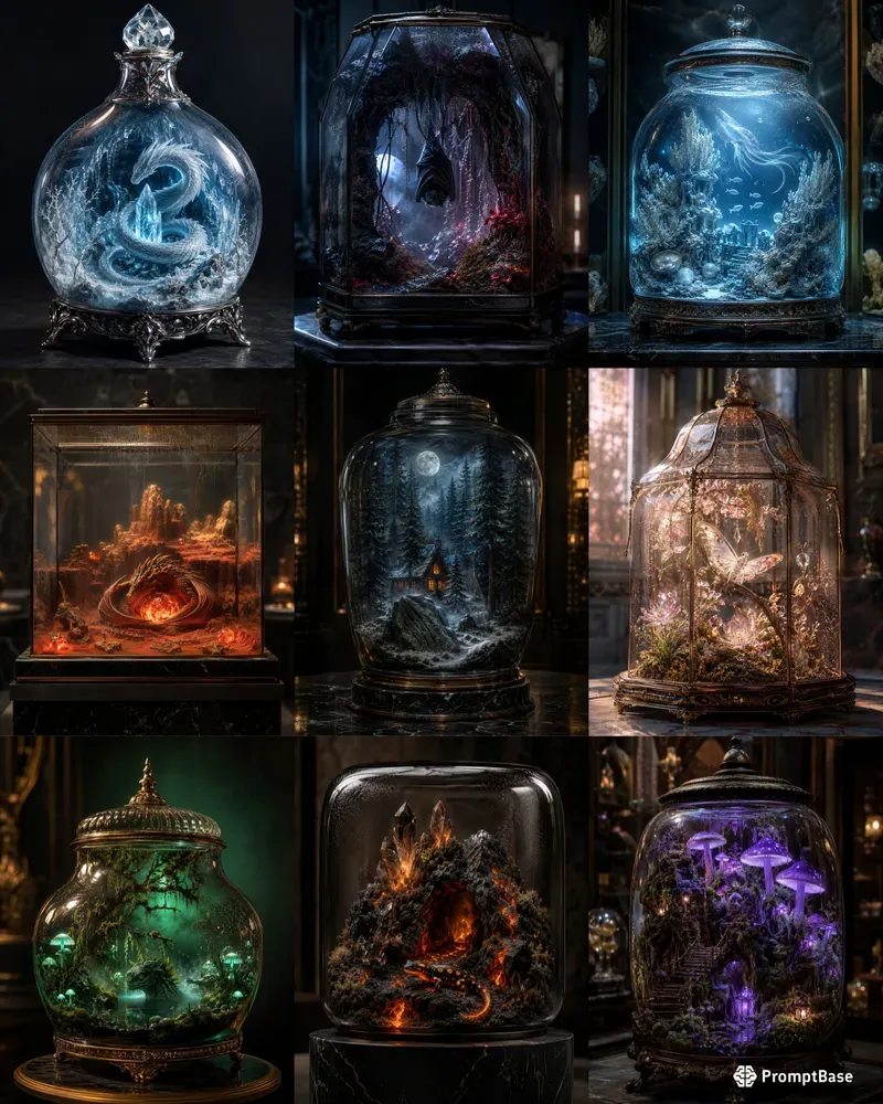 Fantasy Monster Terrarium Art