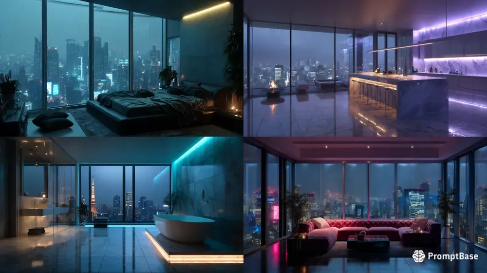 Ultraluxury Cyberpenthouse Interiors