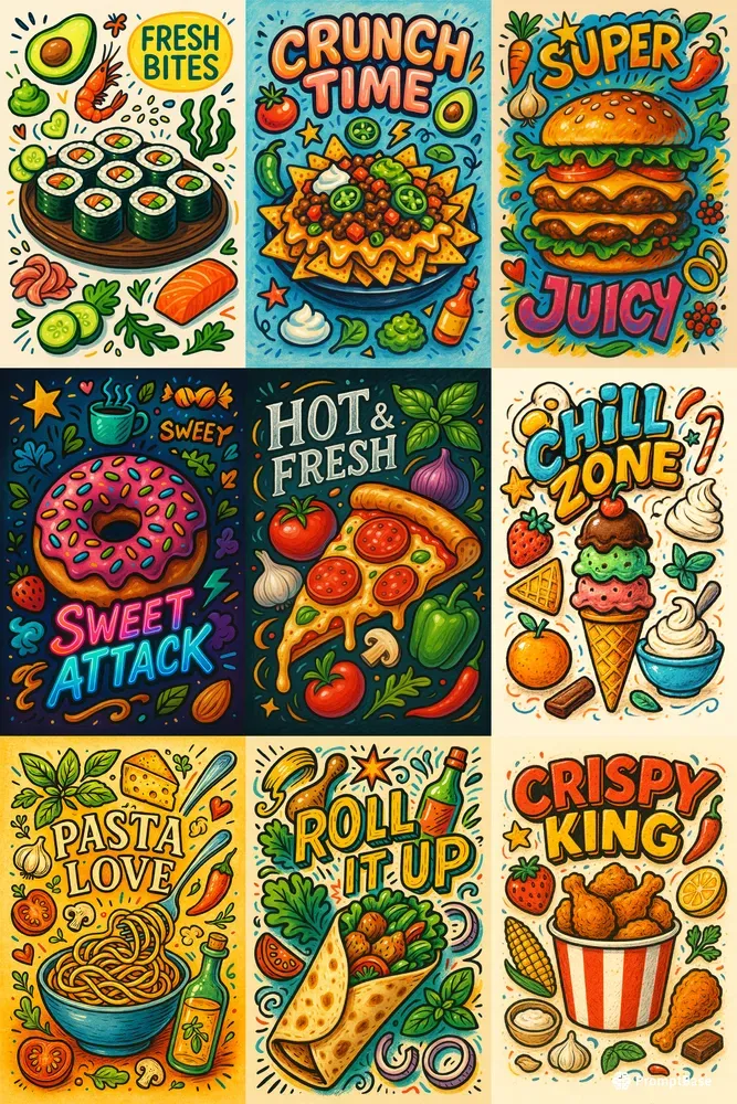 3D Doodle Food Poster Creators