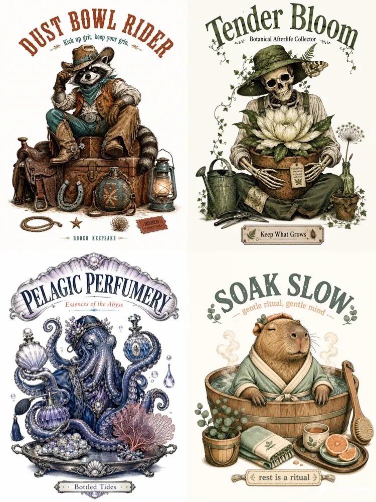 Retro Storybook Merchandise Posters
