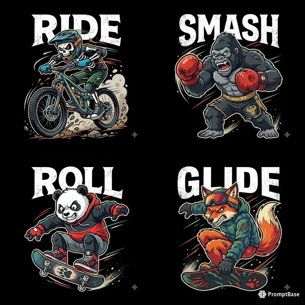 Cartoon Action Mascot Tshirt Designs