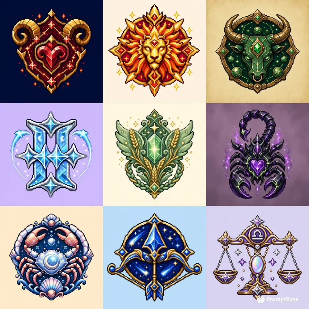 16bit Zodiac Constellation Emblems