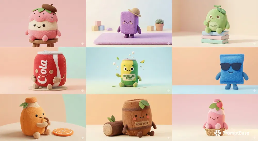 Fuzzy 3D Soda Plushies