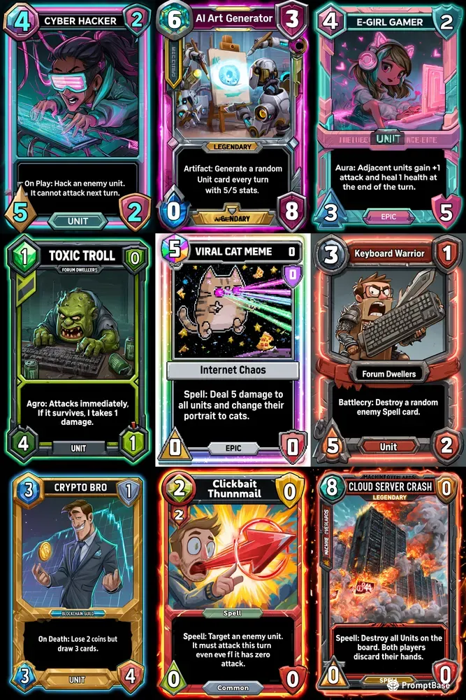 Satirical Digital Tcg Cards