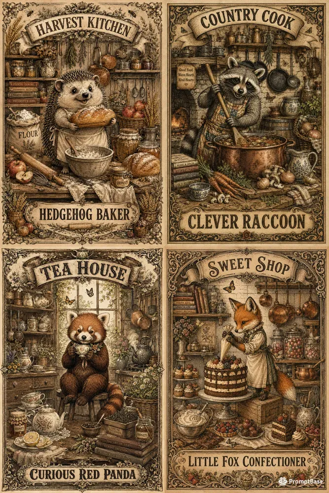 Vintage Whimsical Kitchen Companions