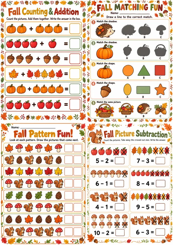 Fall Kids Activity Worksheet Maker