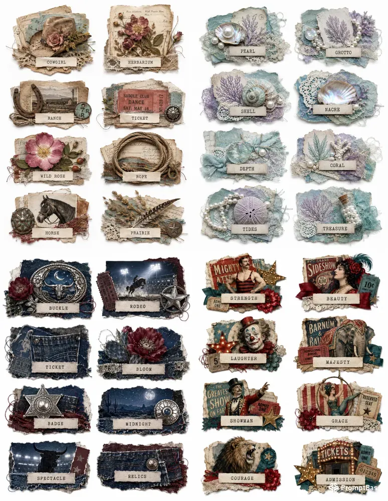 Cowgirl Junk Journal Cluster Labels