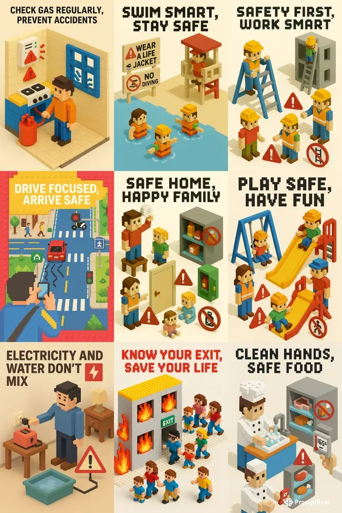 Pixel Art Safety Promotion Posters