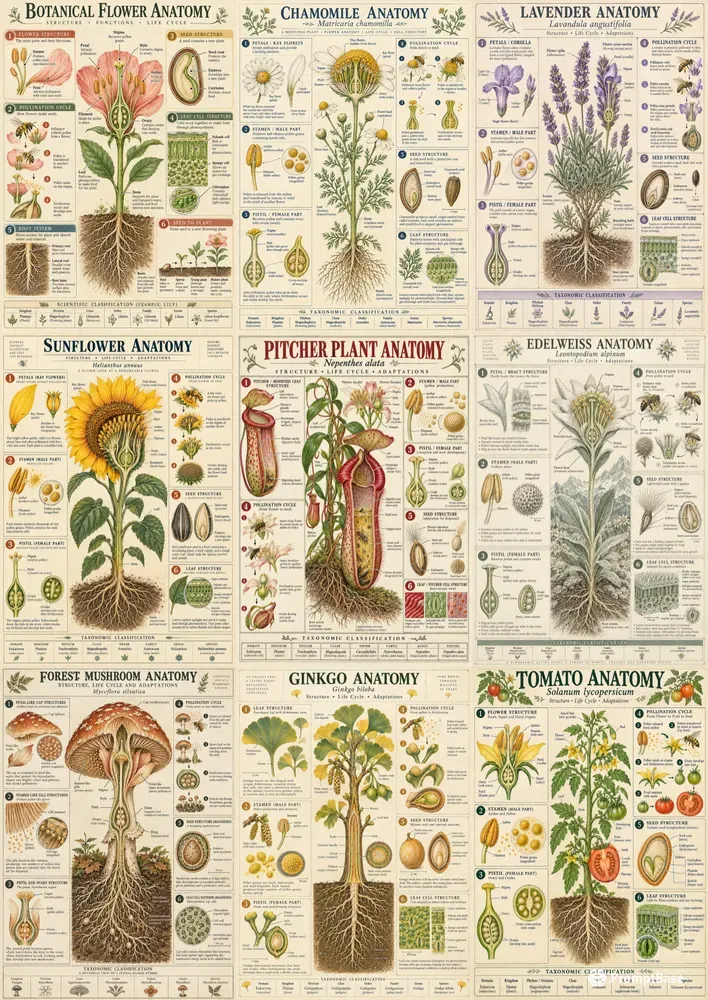 Retro Botanical Science Poster Kits