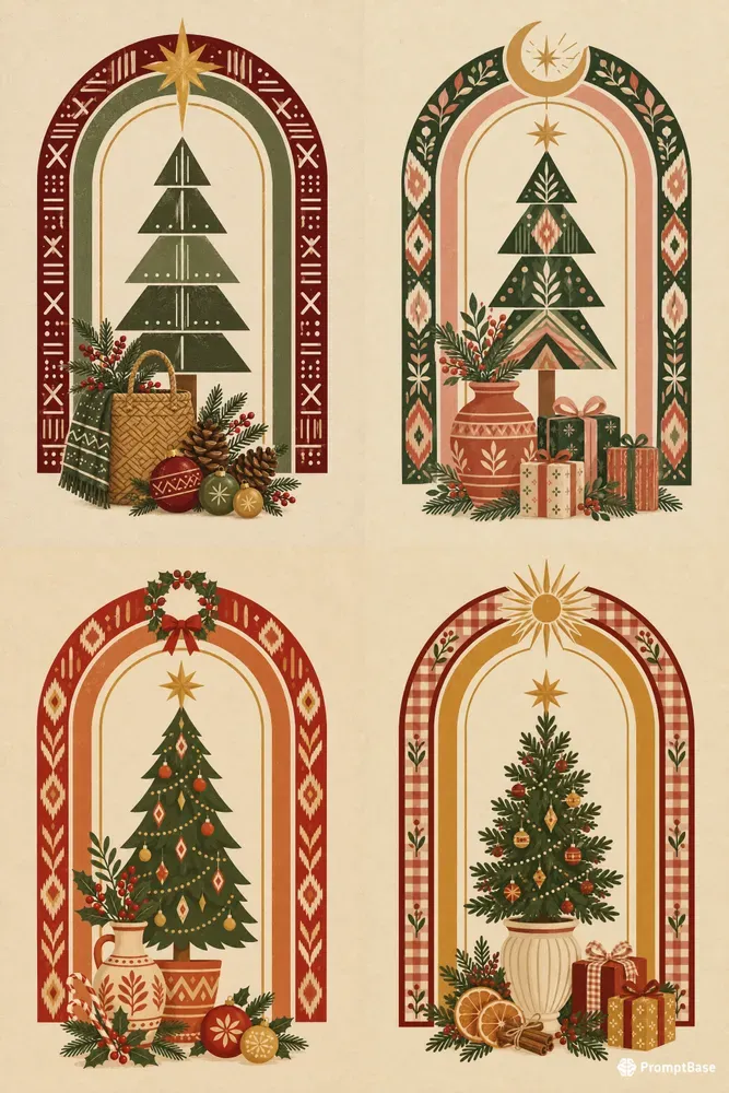 Boho Christmas Arch Wall Art