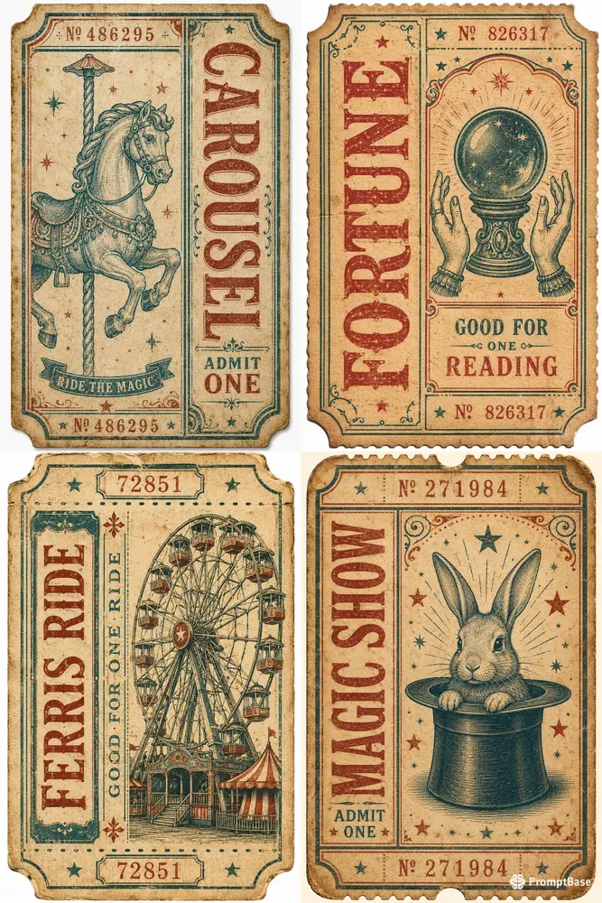 Vintage Carnival Ticket Creators