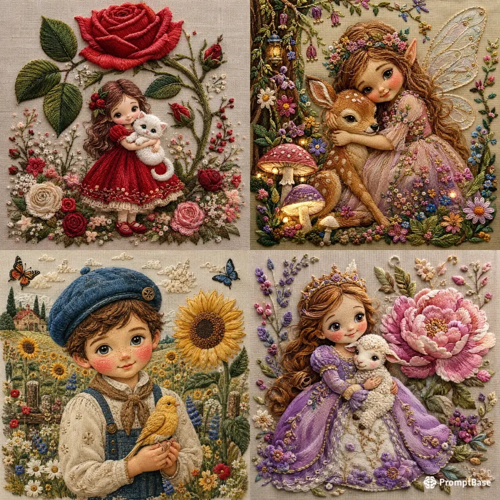 Whimsical Embroidered Characters