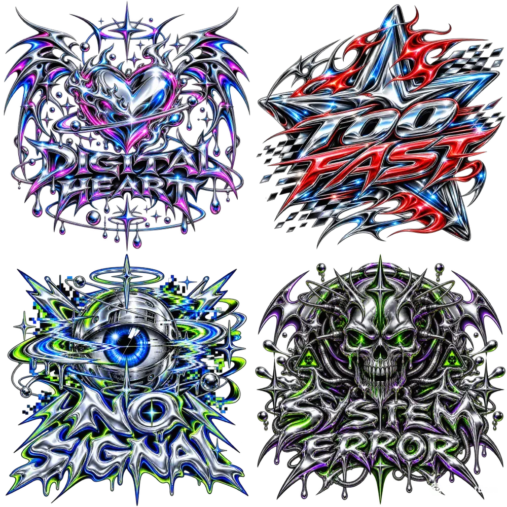 Y2k Chrome Tshirt Graphics