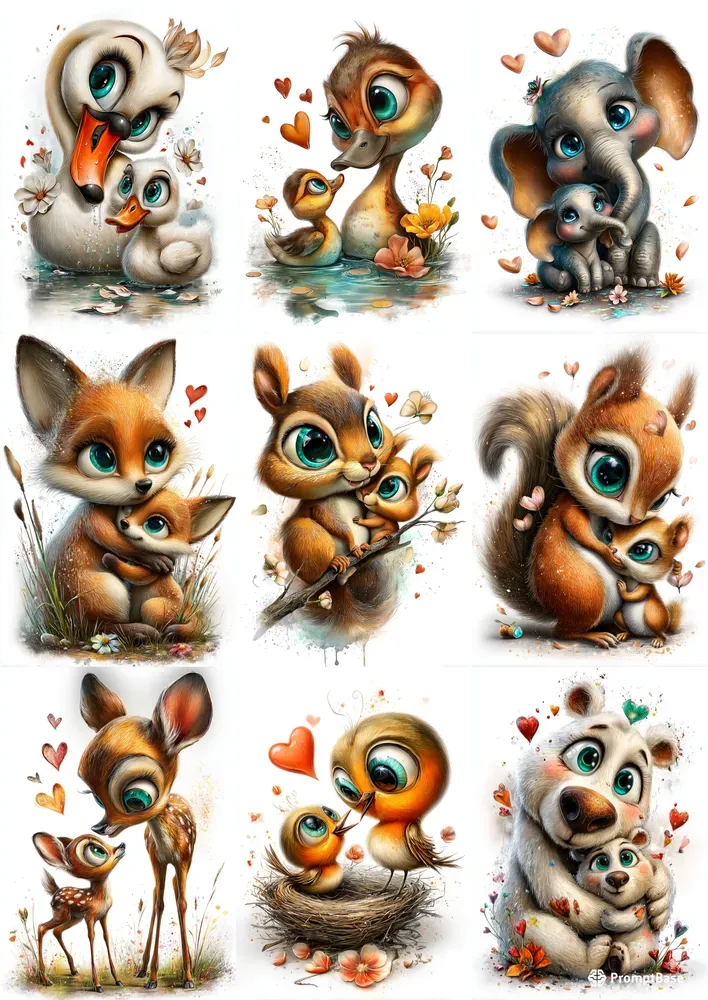 Cute Mothers Day Animal Scenes