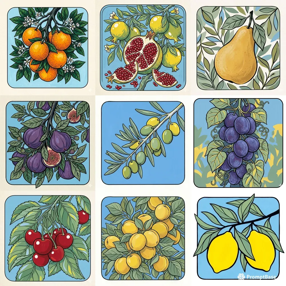 Stylized Graphic Botanical Gouaches
