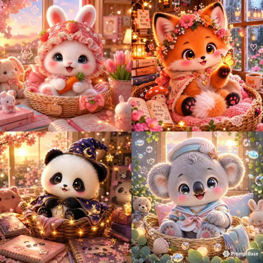 Kawaii Cozy Animal Portraits