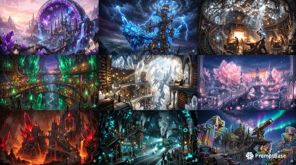 Epic Crystal Punk Ethereal Geode Cities