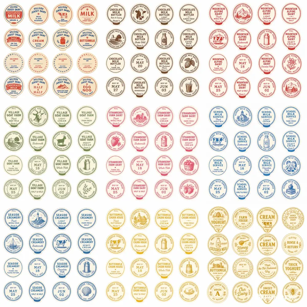 Milk Bottle Cap Cutout Sheets