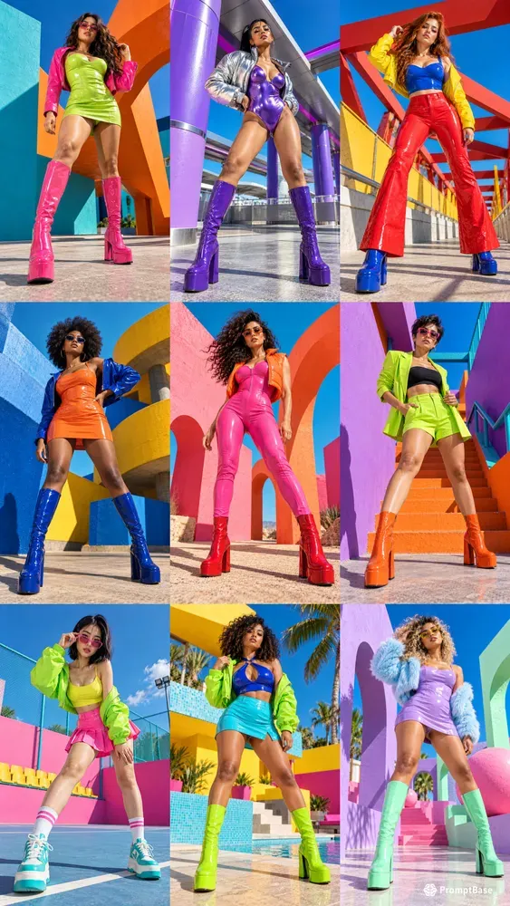 Neon Pop Fashion Photo Shoots