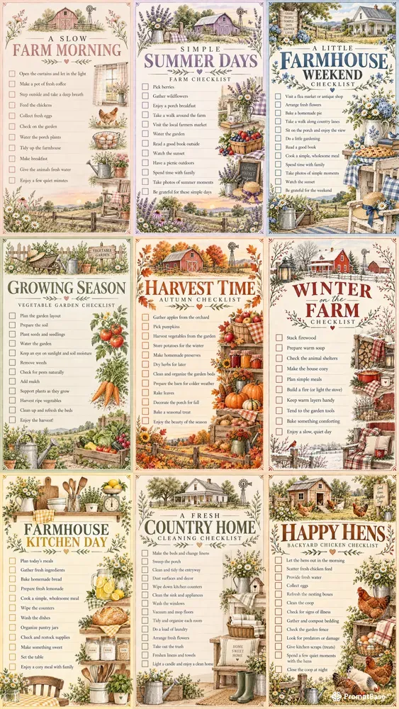 American Farm Printable Checklists