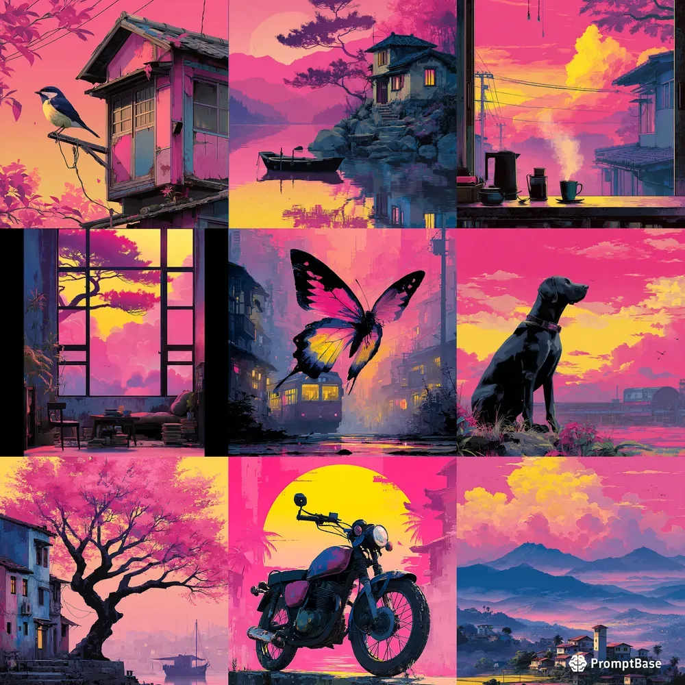 Illustrations Anime Sunset Nostalgic