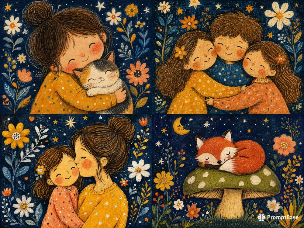 Cozy Folkart Canvas Illustrations