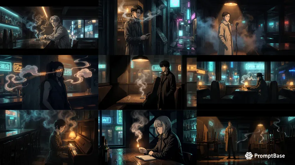 Cinematic Noir Bar Detective Animes