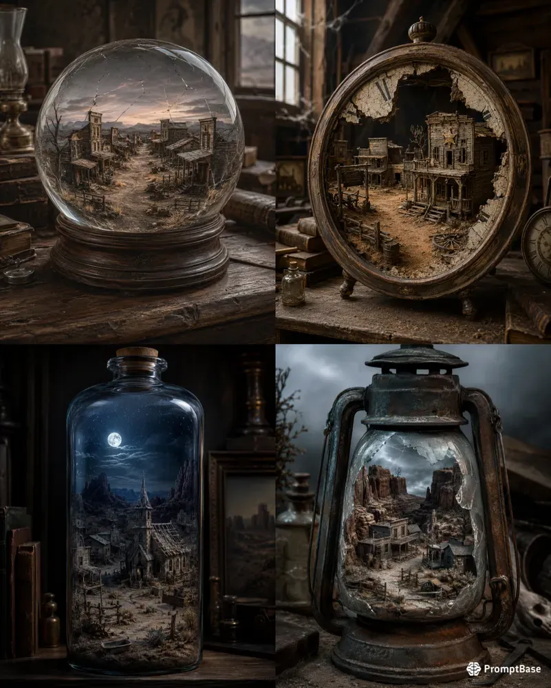 Miniature Ghost Town Dioramas