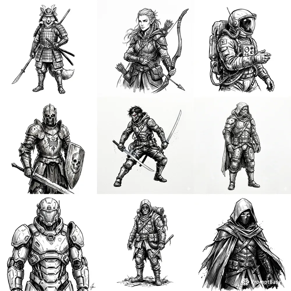 Ink Sketch Gaming Characters