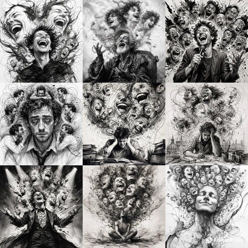 Surreal Laughter Ink Art