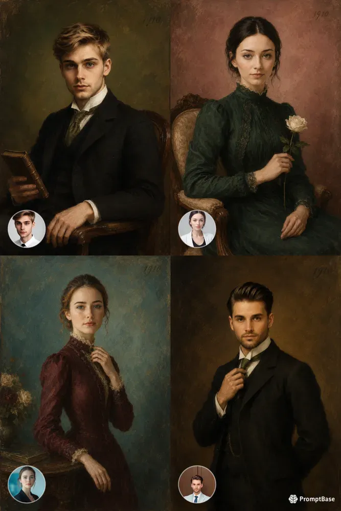 1910 Classical Oil Portraits