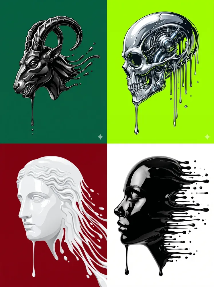 Glossy Liquid Face Profile Art