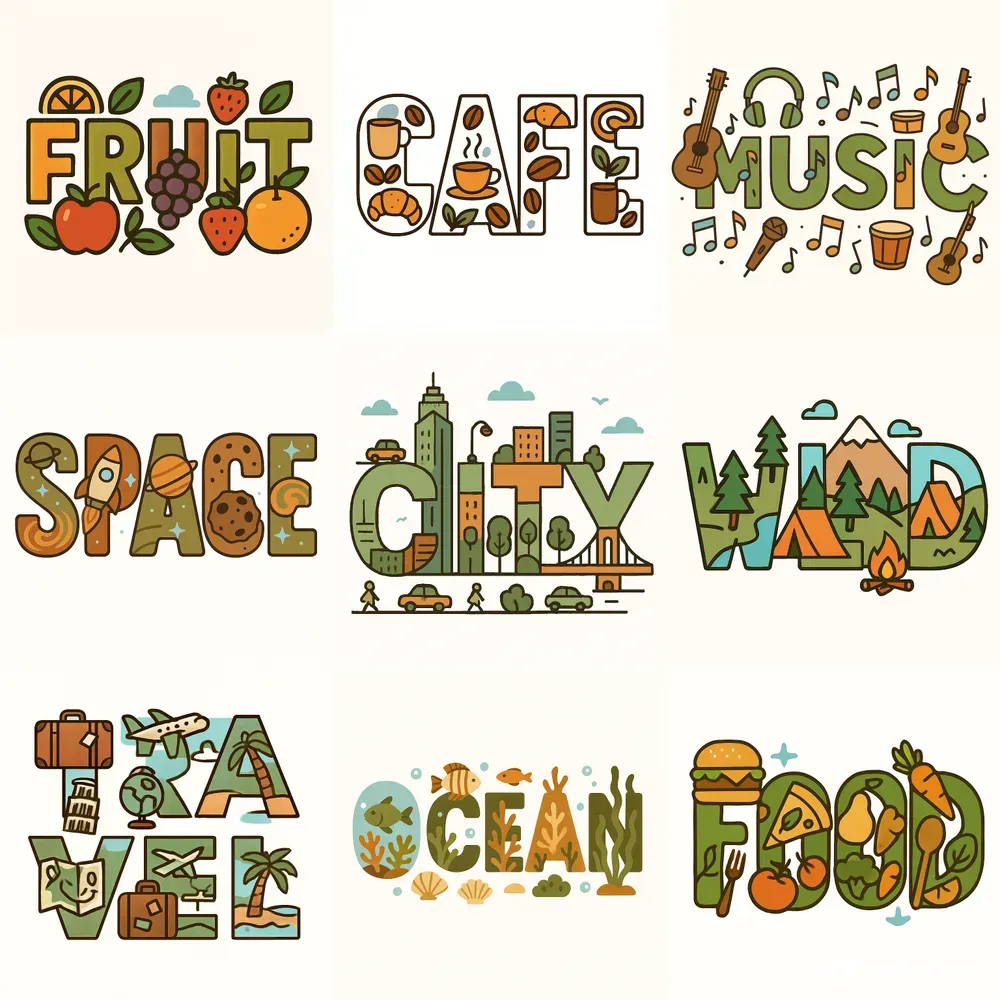Text Art With Illustrations
