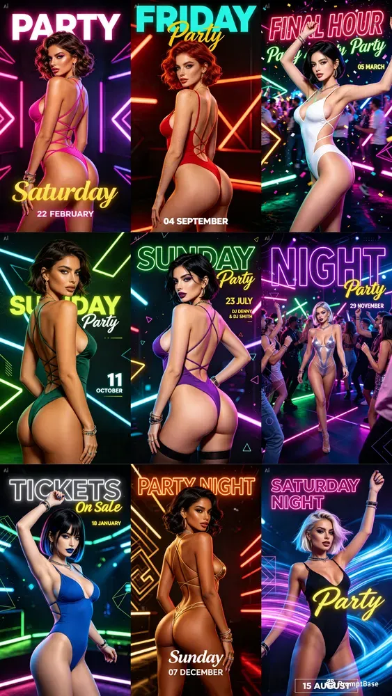 Club Party Flyer Girls