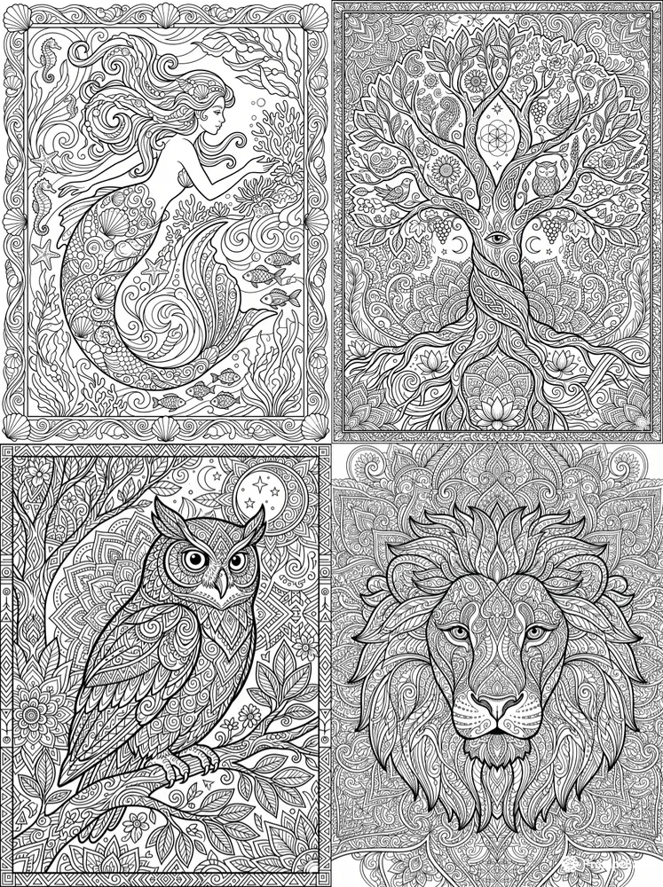 Intricate Adult Coloring Book Pages