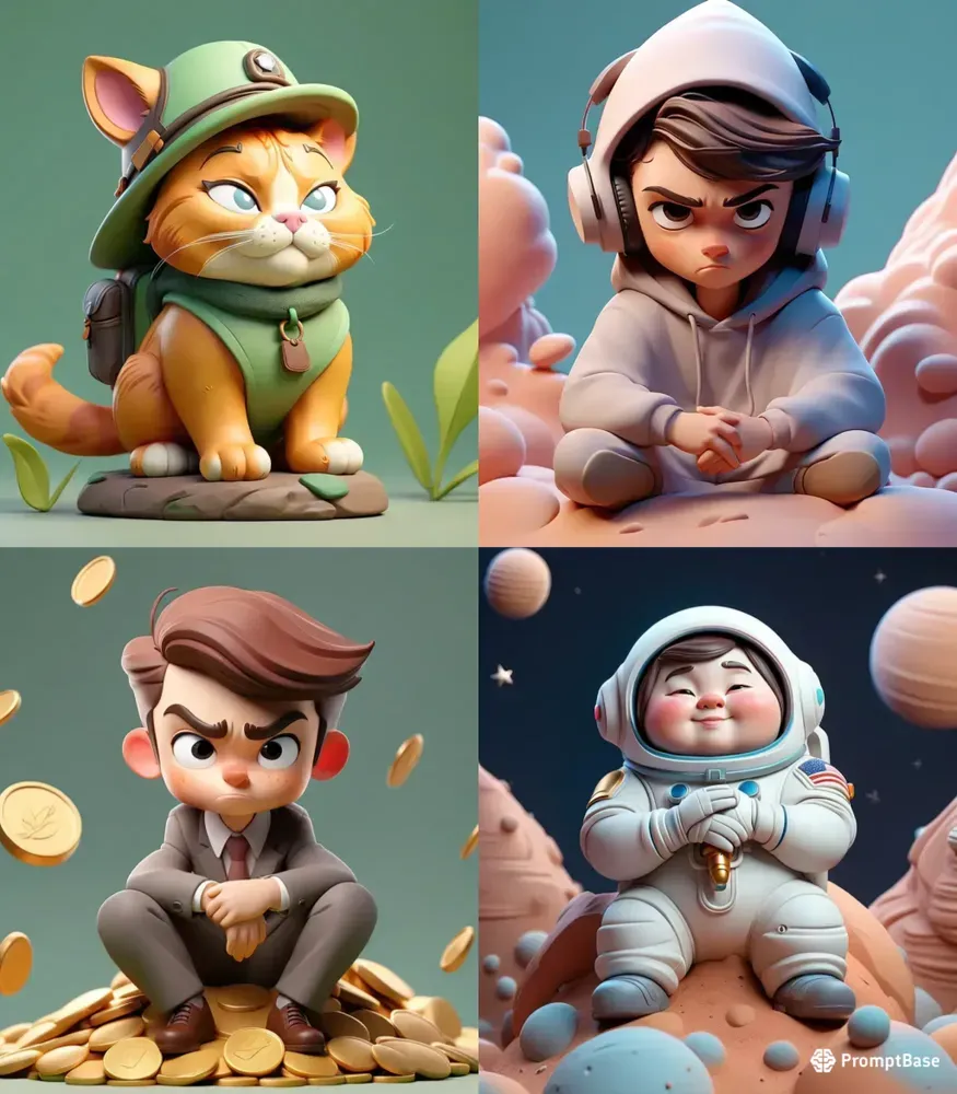 3D Ultrastylized Claymorphism Characters