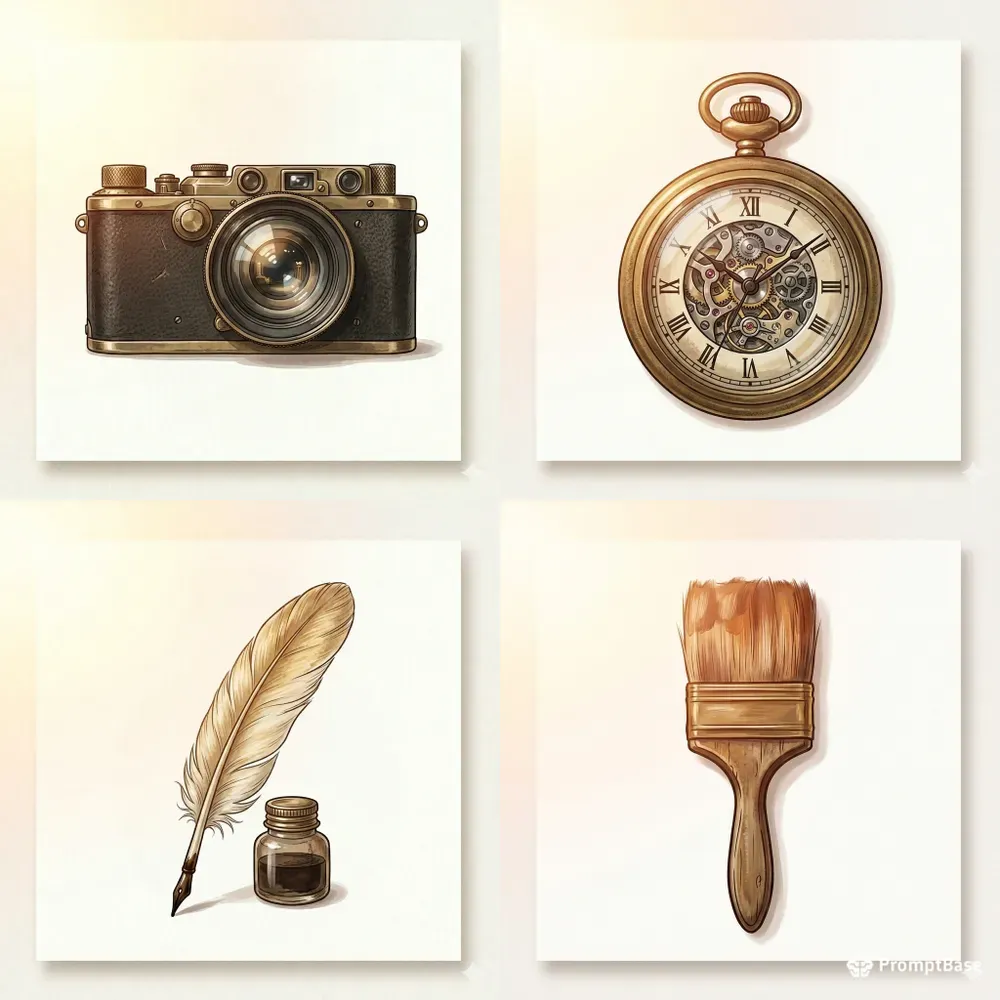 Vintage Handdrawn Clipart Objects