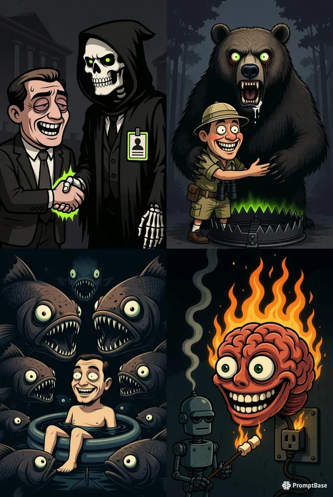 Dark Humor Satirical Vector Art