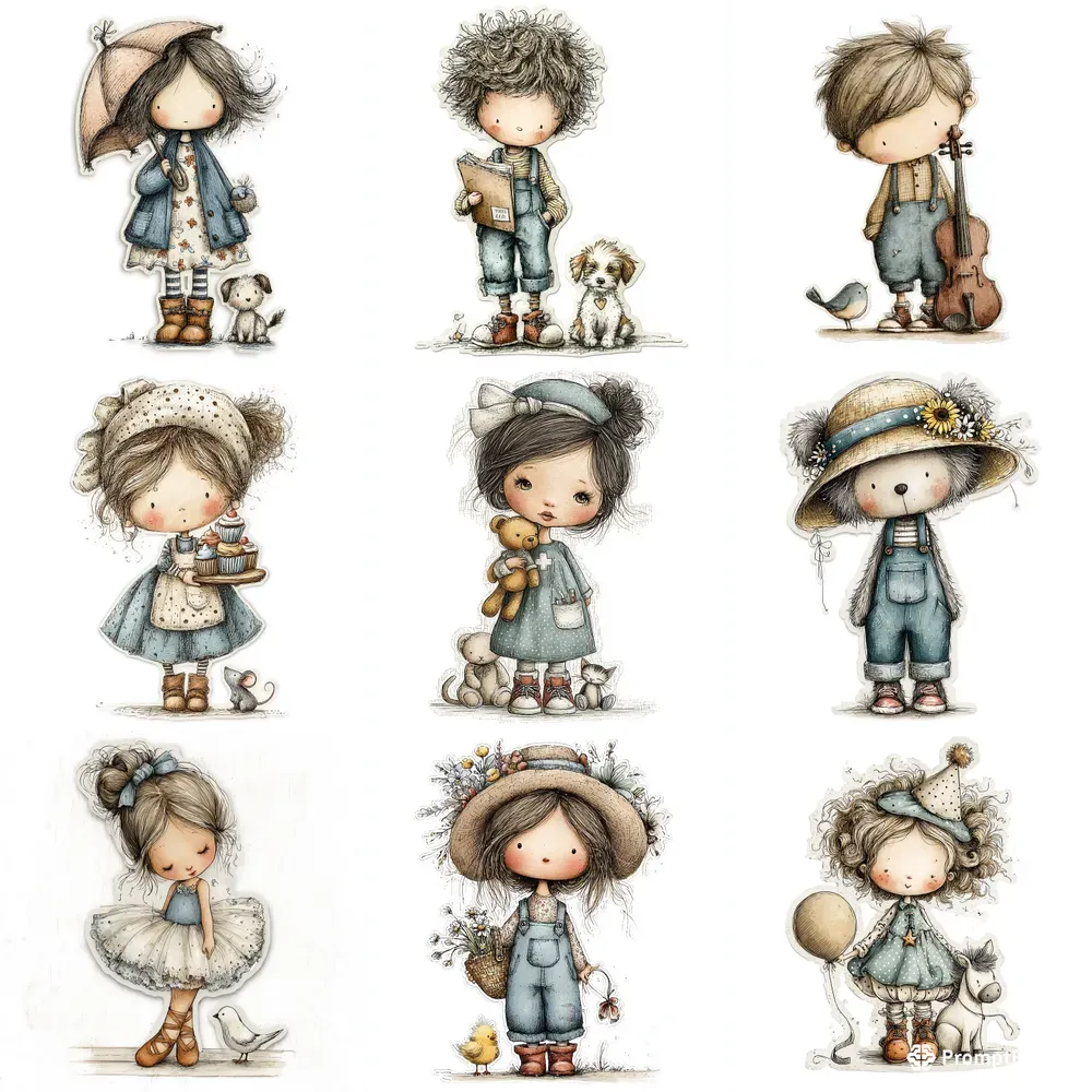 French Cottagecore Character Stickers