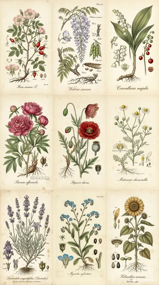 Vintage Botanical Herbarium Art Prints