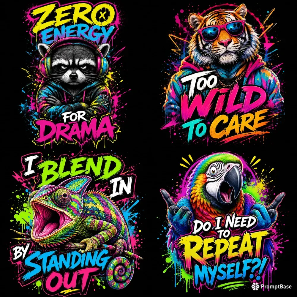 Funny Neon Animal Quote Tshirts