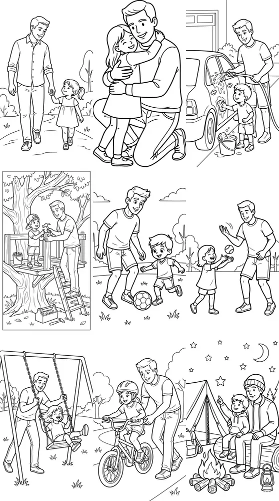 Fathers Day Line Art Coloring Books