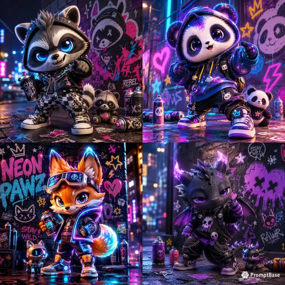 3D Cute Urban Graffiti Characters