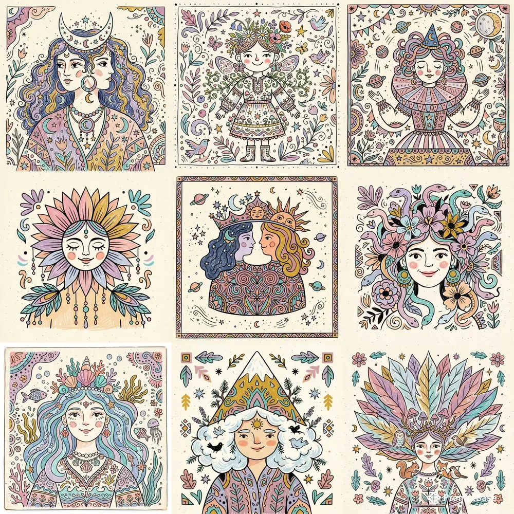 Whimsical Folk Art Portraits