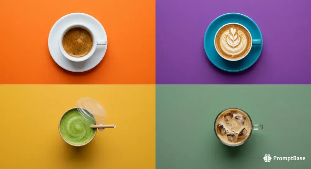 Colorful Topdown Coffee Photography